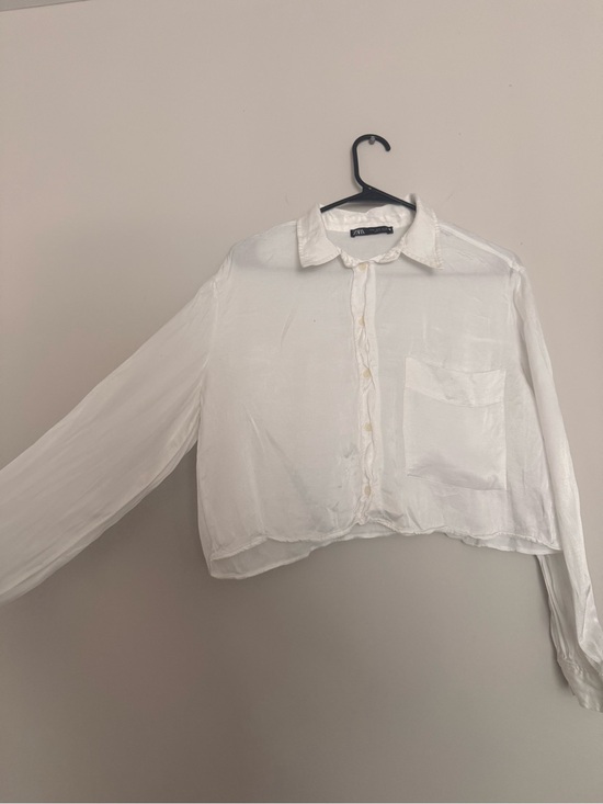 Zara Tops - Zara White Cropped Button-Down Shirt